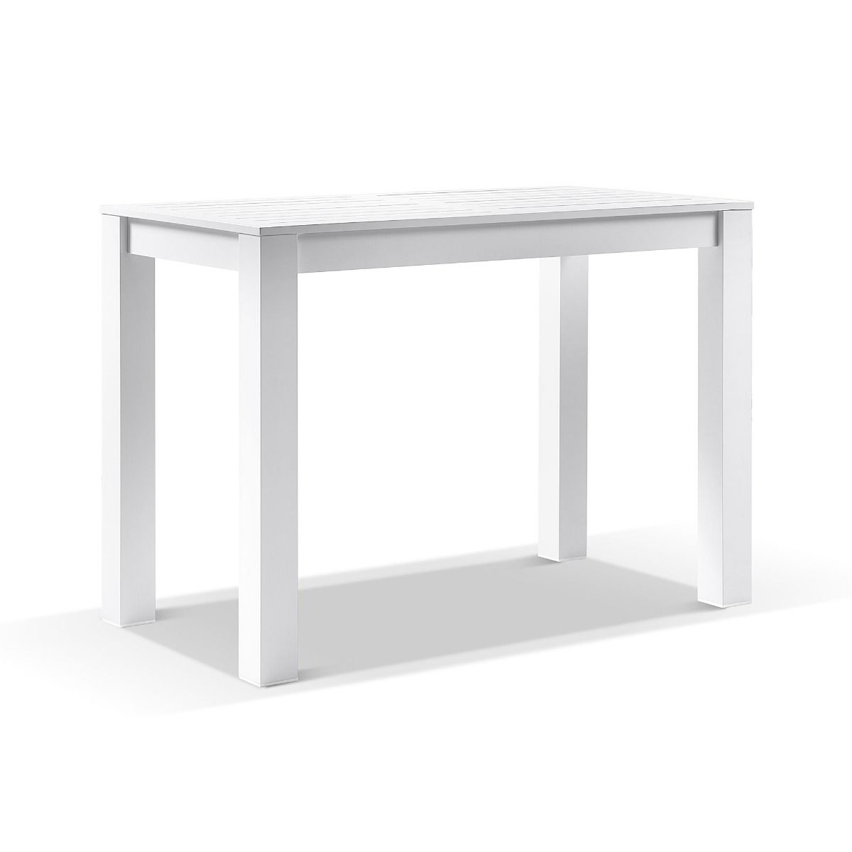 "Hawaii" Hamptons Style Aluminium 1.5m Bar Table with 6 Oahu Grey Rope Bar Stools, White - Image 3