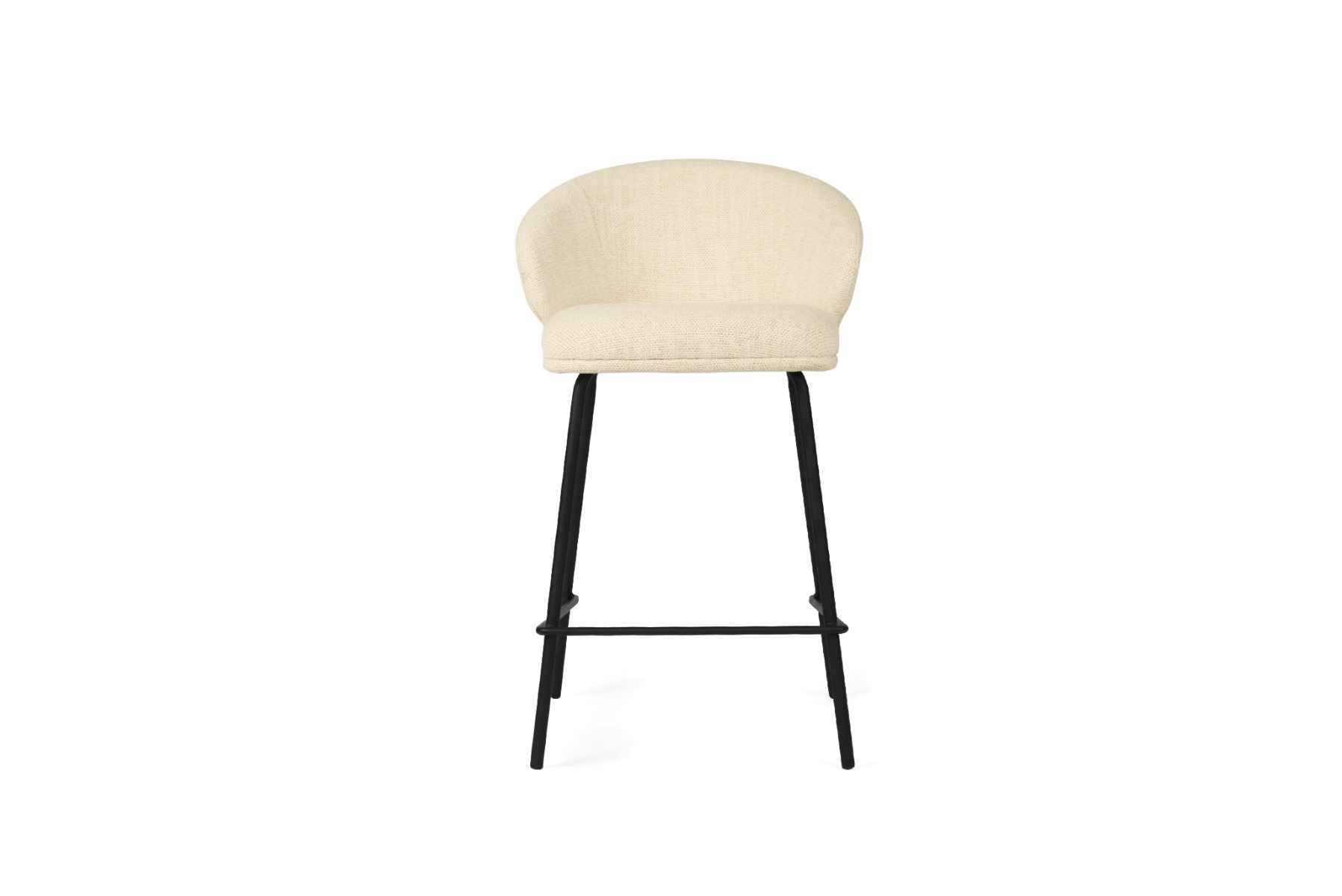 Anders Counter Stool Natural Upholstery with Black Legs, W 53cm x D 53cm x H 85cm - Image 2