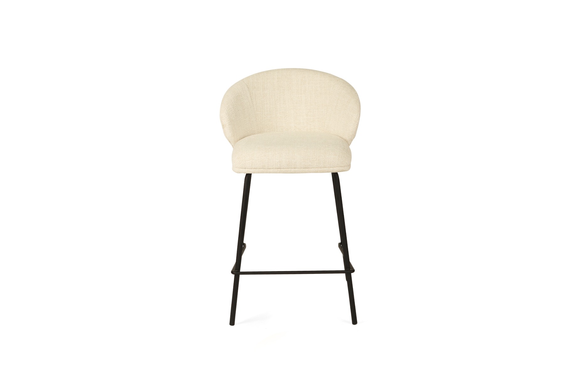 Anders Counter Stool Natural Upholstery with Black Legs, W 53cm x D 53cm x H 85cm - Image 3