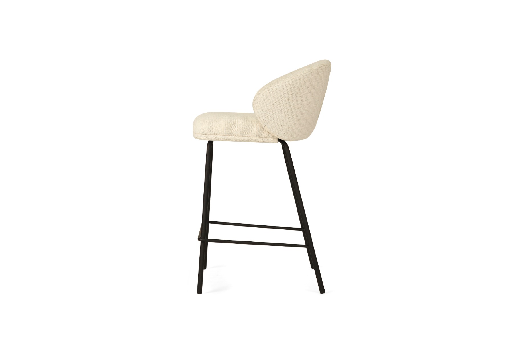 Anders Counter Stool Natural Upholstery with Black Legs, W 53cm x D 53cm x H 85cm - Image 4