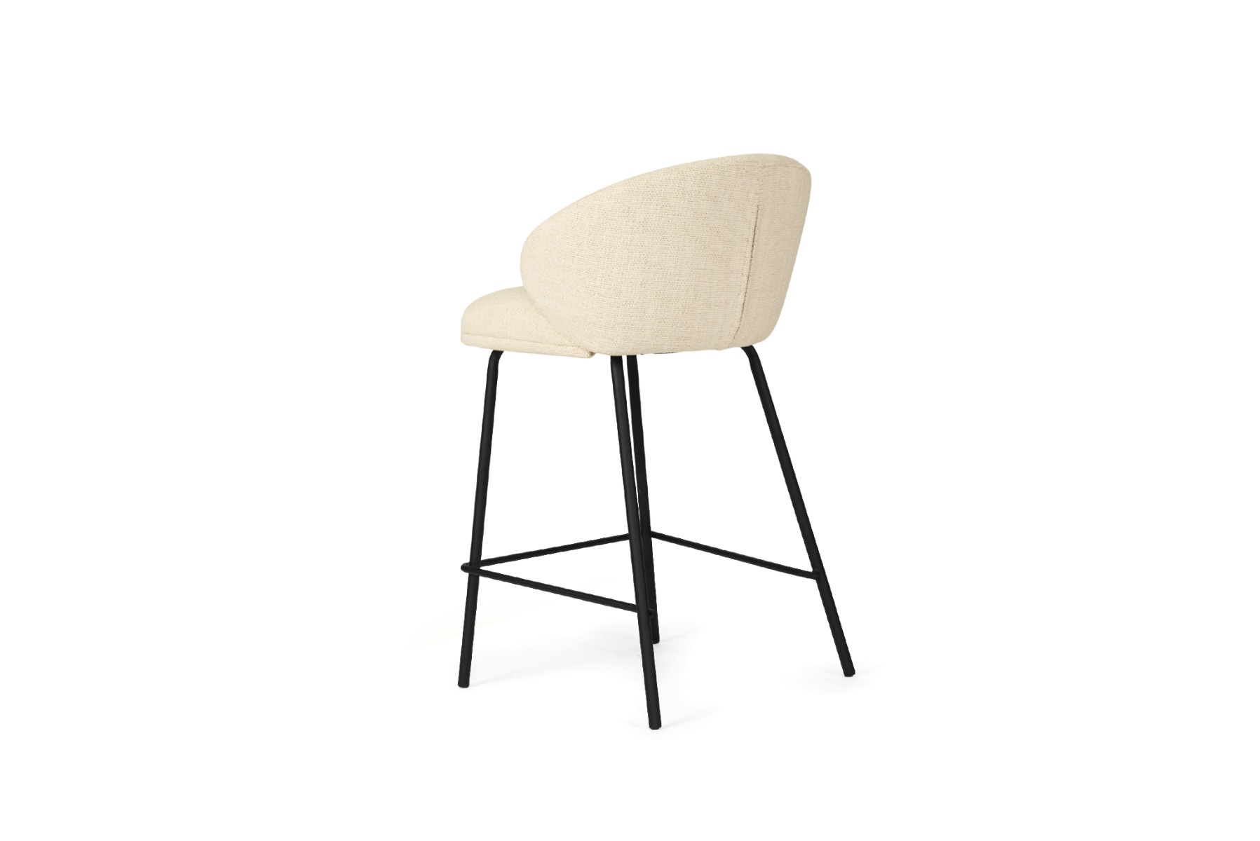 Anders Counter Stool Natural Upholstery with Black Legs, W 53cm x D 53cm x H 85cm - Image 5