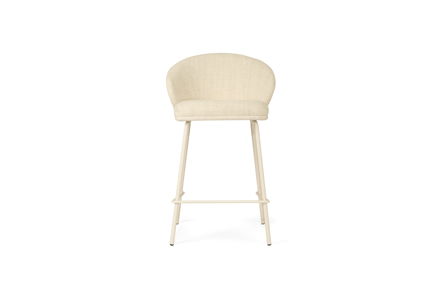 Anders Counter Stool Natural Upholstery with White Legs, W 53cm x D 53cm x H 85cm - Image 8