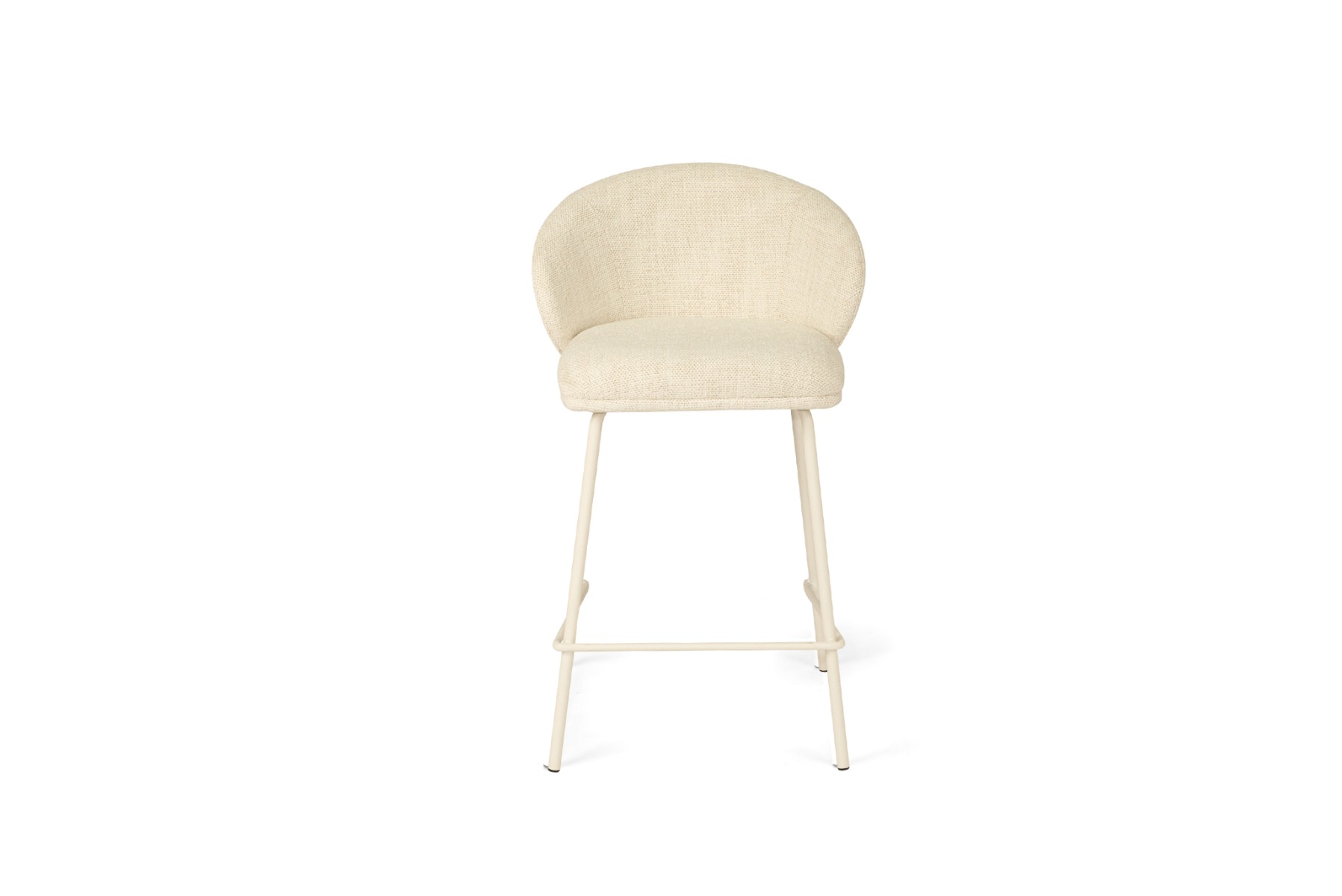 Anders Counter Stool Natural Upholstery with White Legs, W 53cm x D 53cm x H 85cm - Image 7