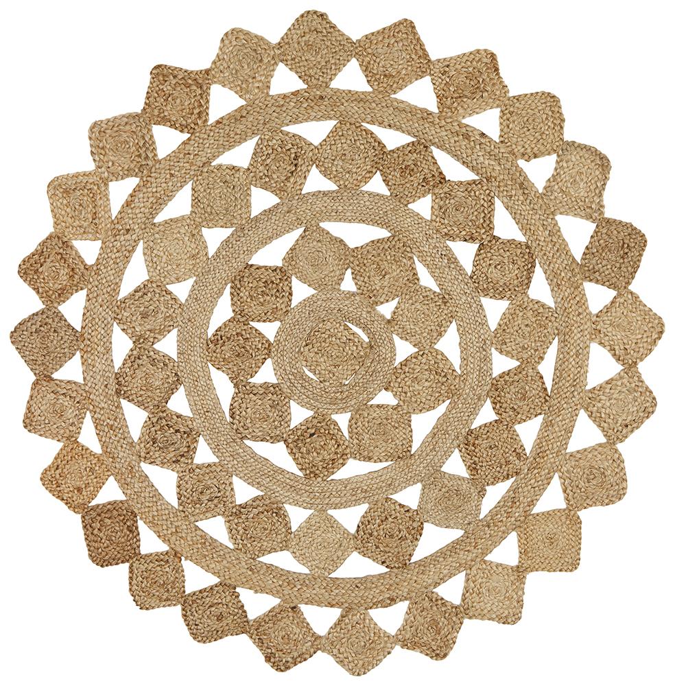 Atrium Tessellate Hamptons Style Indoor Rug Natural Round - Image 2