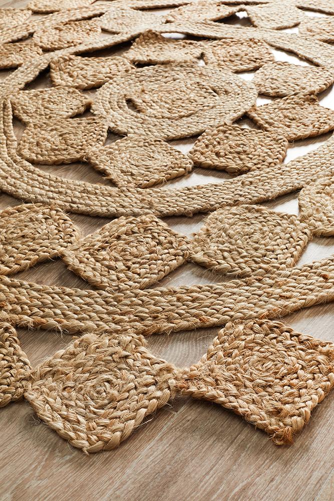Atrium Tessellate Hamptons Style Indoor Rug Natural Round - Image 3