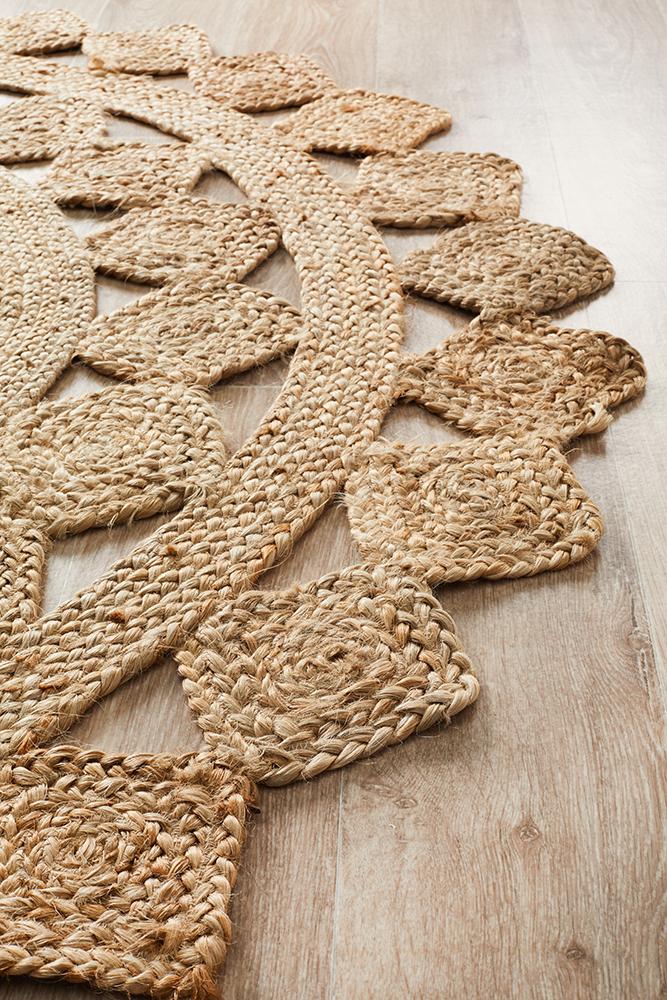 Atrium Tessellate Hamptons Style Indoor Rug Natural Round - Image 4