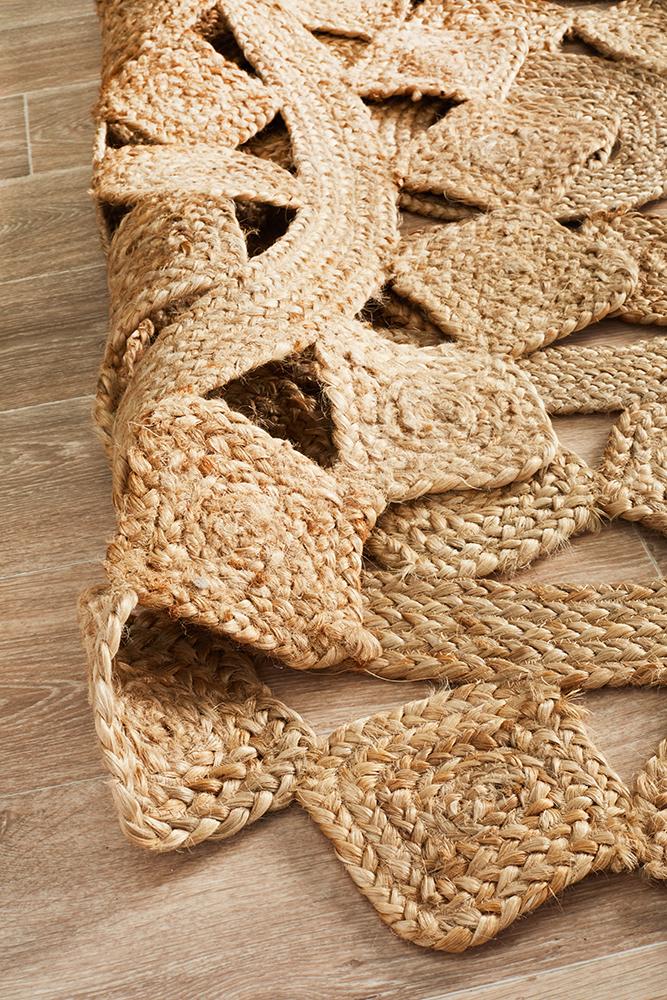Atrium Tessellate Hamptons Style Indoor Rug Natural Round - Image 6