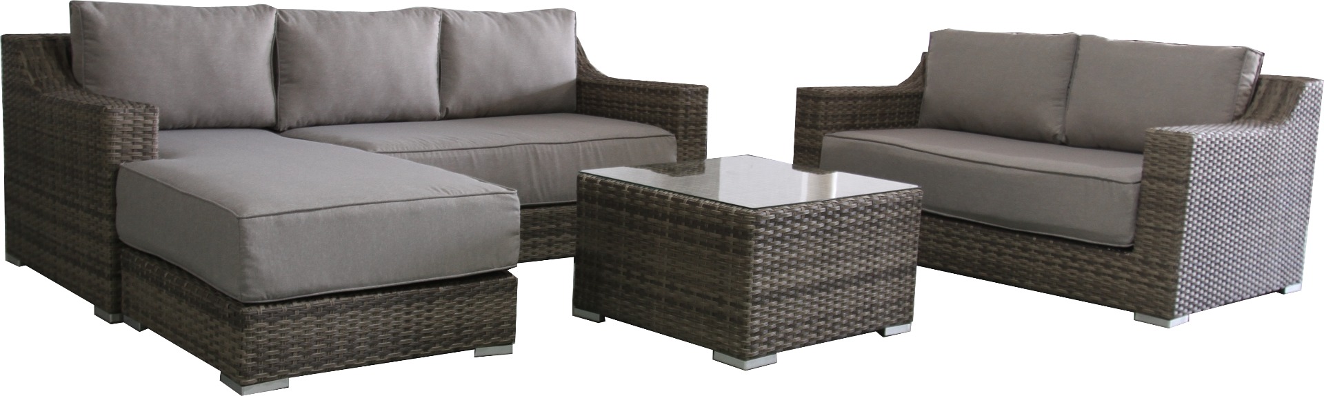 FLOORSTOCK CLEARANCE SALE "Avalon" Coastal Style Outdoor Wicker & Aluminium Lounge Set, Olefin Fabric Cushions (Includes Weather Cover) RRP $3499 - Image 2