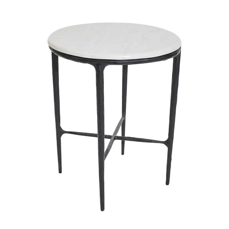 Heston Marble Round Side Table Black, 45cm Dia x 55cm H (RRP $1441) - Image 3