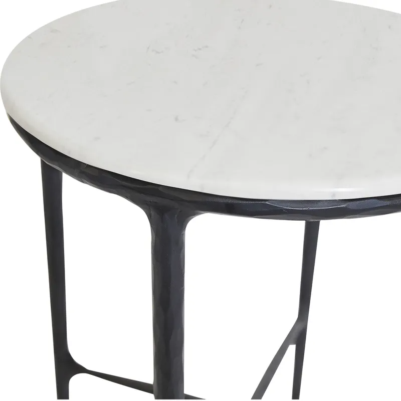 Heston Marble Round Side Table Black, 45cm Dia x 55cm H (RRP $1441) - Image 4