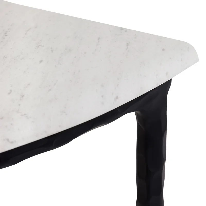 Heston Marble Demilune Table Black, 90cm W x 45cm D x 76cm H (RRP $1969) - Image 4
