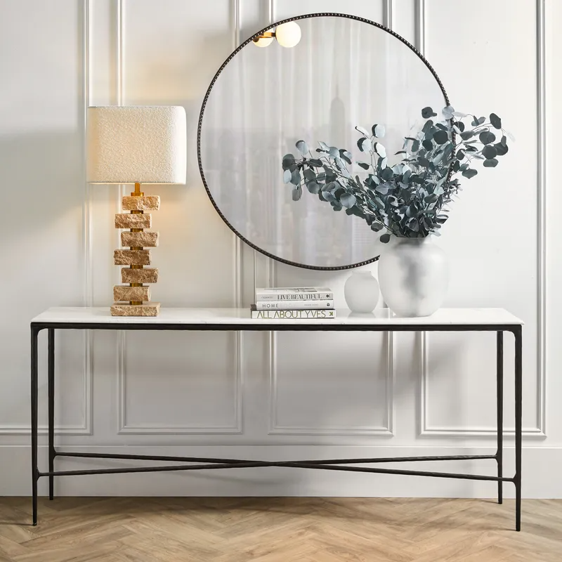Heston Marble Console Table Large Black, 180cm W x 35cm D x 76cm H (RRP $3443) - Image 2