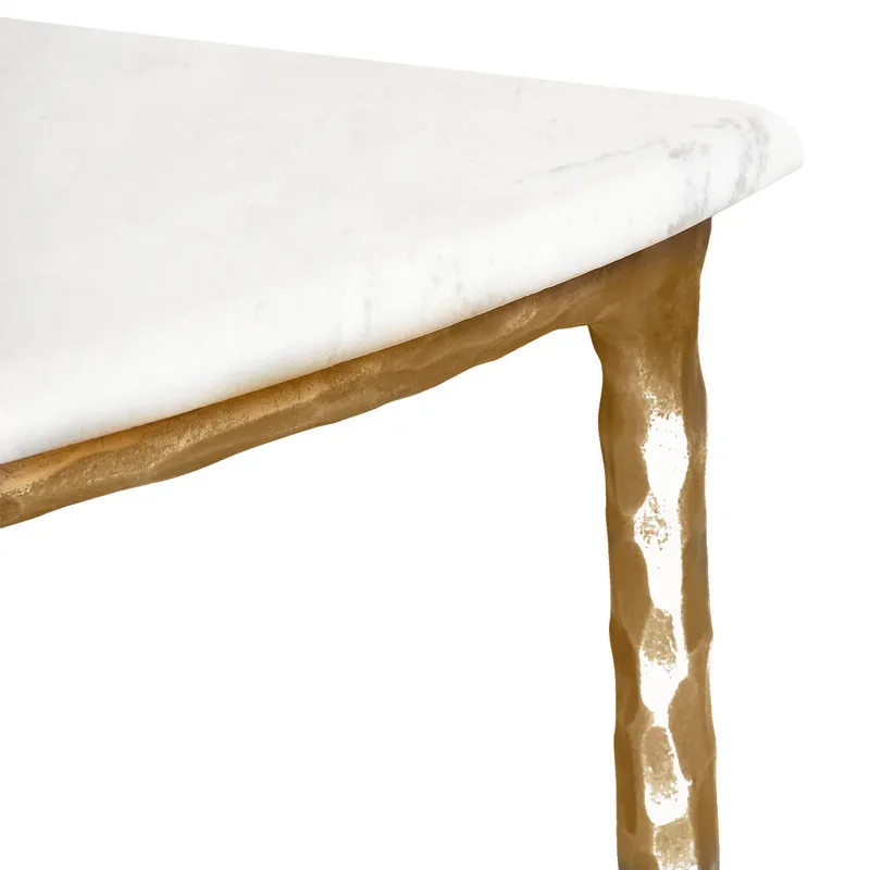 Heston Marble Demilune Table Brass, 90cm W x 45cm D x 76cm H (RRP $2145) - Image 4