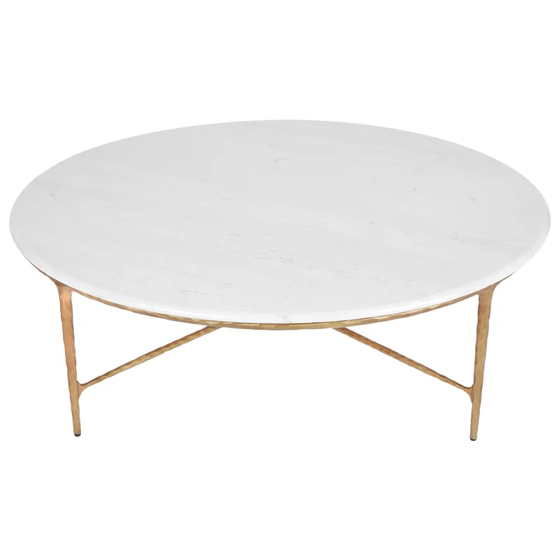 Heston Marble Round Coffee Table Brass, 120cm Dia x 38cm H (RRP $4609) - Image 3
