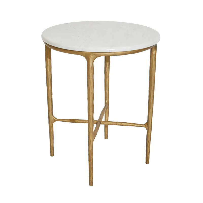 Heston Marble Round Side Table Brass, 45cm Dia x 55cm H (RRP $1529) - Image 3