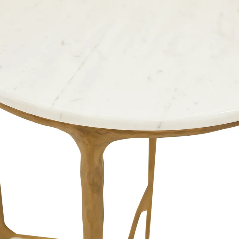 Heston Marble Round Side Table Brass, 45cm Dia x 55cm H (RRP $1529) - Image 4