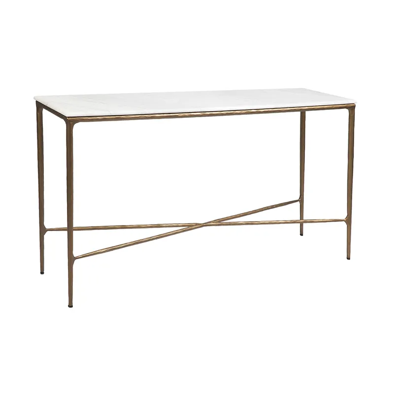 Heston Marble Console Table Medium Brass, 140cm W x 33cm D x 76cm H (RRP $2959) - Image 2