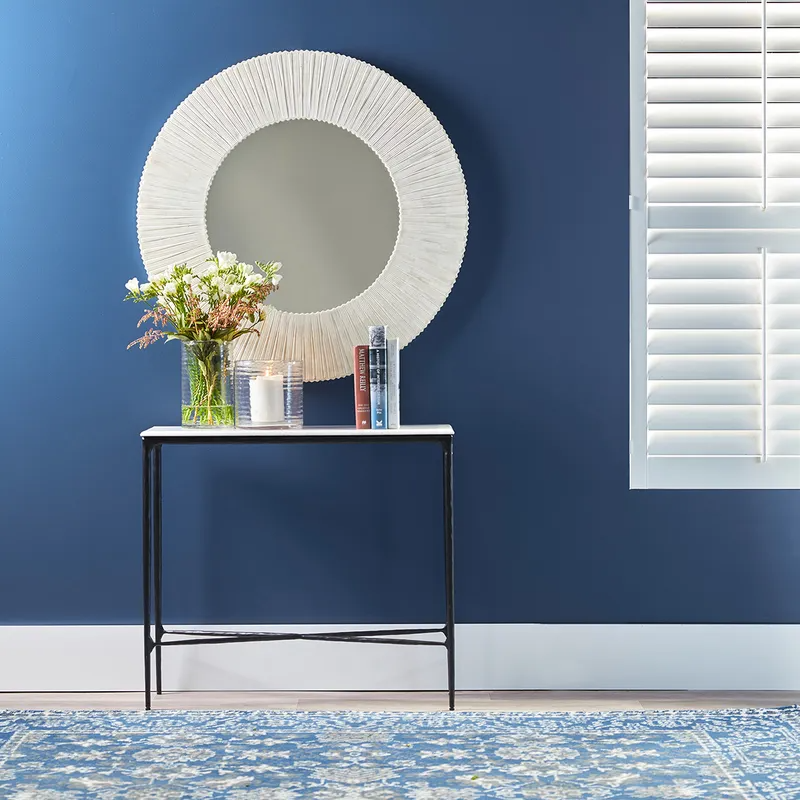 Heston Marble Console Table Small Black, 90cm W x 30cm D x 80cm H (RRP $2321) - Image 2