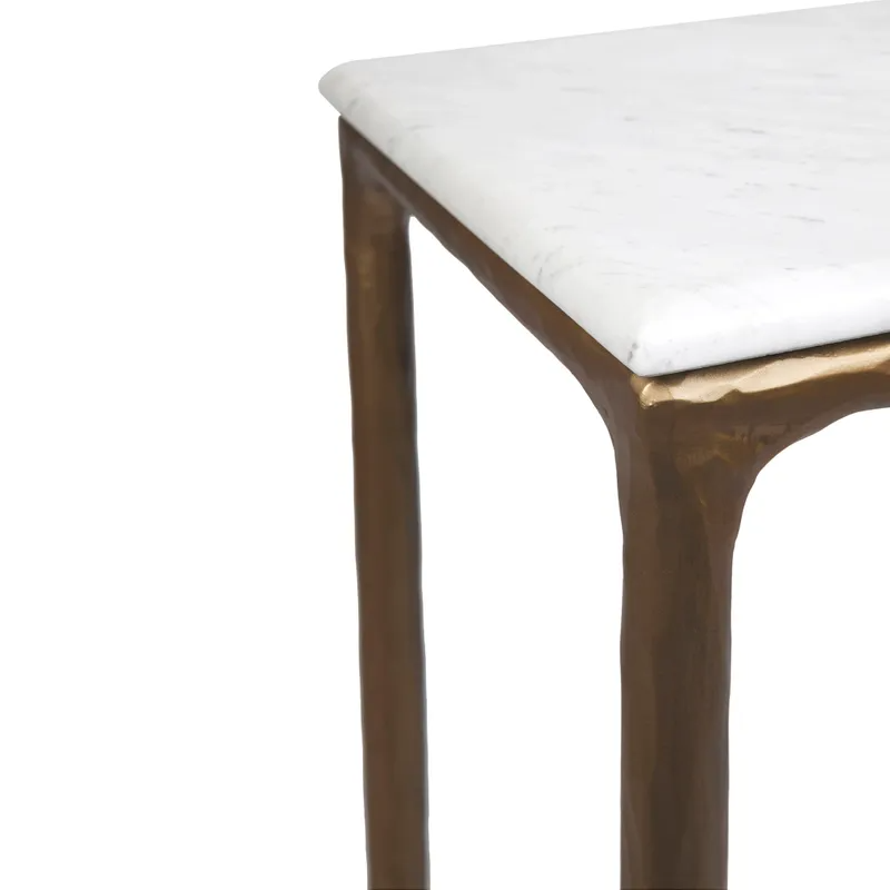 Heston Marble Console Table Small Brass, 90cm W x 30cm D x 80cm H (RRP $2321) - Image 3