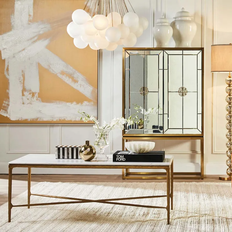 Heston Marble Rectangle Coffee Table Brass, 120cm W x 60cm D x 45cm H (RRP $3663) - Image 2