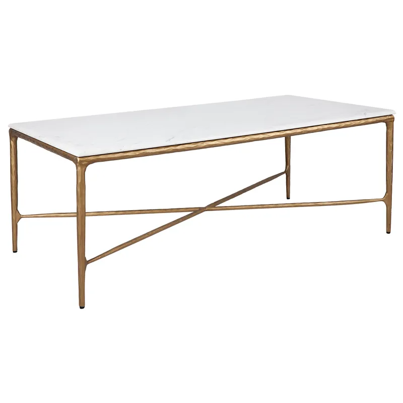 Heston Marble Rectangle Coffee Table Brass, 120cm W x 60cm D x 45cm H (RRP $3663) - Image 3