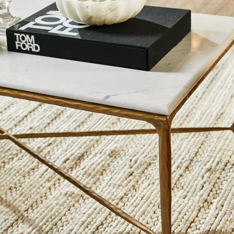 Heston Marble Rectangle Coffee Table Brass, 120cm W x 60cm D x 45cm H (RRP $3663) - Image 4