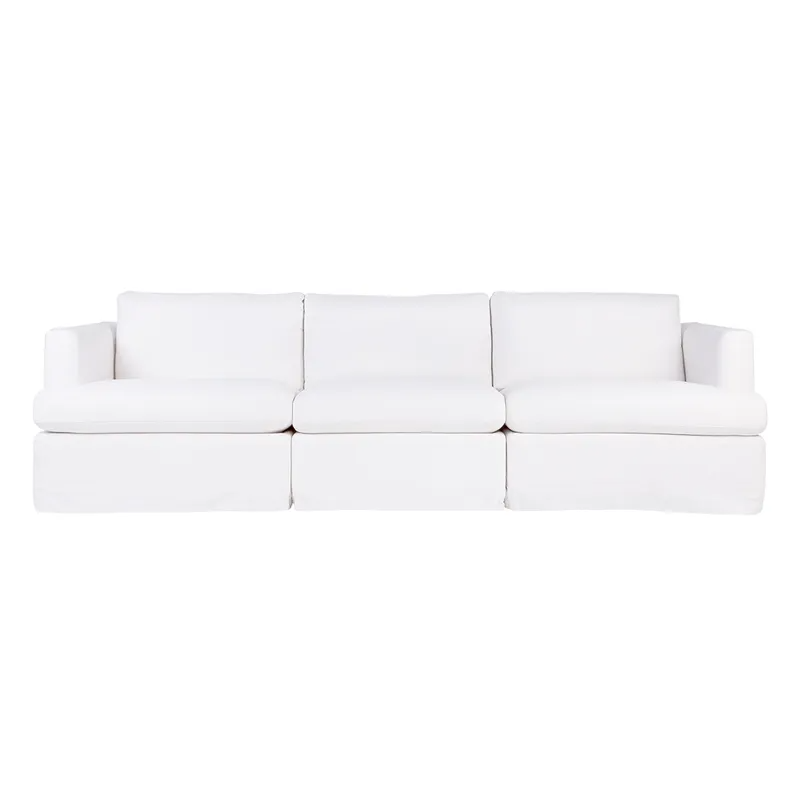 Birkshire Slip Cover Modular Sofa White Linen Option 3, 280cm W x 96cm D x 85cm H (RRP $6710) - Image 2