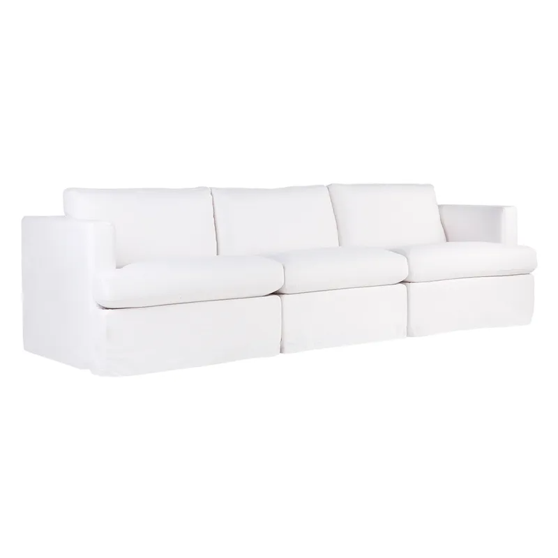 Birkshire Slip Cover Modular Sofa White Linen Option 3, 280cm W x 96cm D x 85cm H (RRP $6710) - Image 3