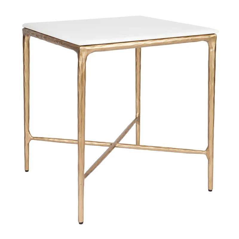 Heston Marble Square Side Table Brass, 50cm W x 50cm D x 56cm H (RRP $2035) - Image 2