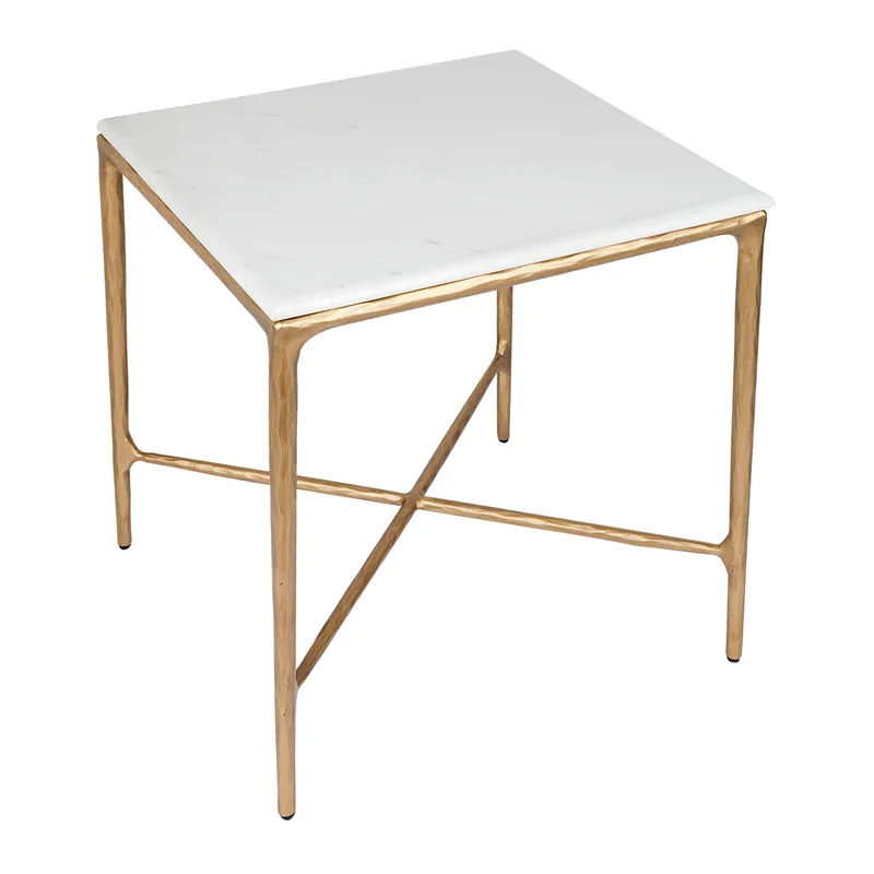 Heston Marble Square Side Table Brass, 50cm W x 50cm D x 56cm H (RRP $2035) - Image 3