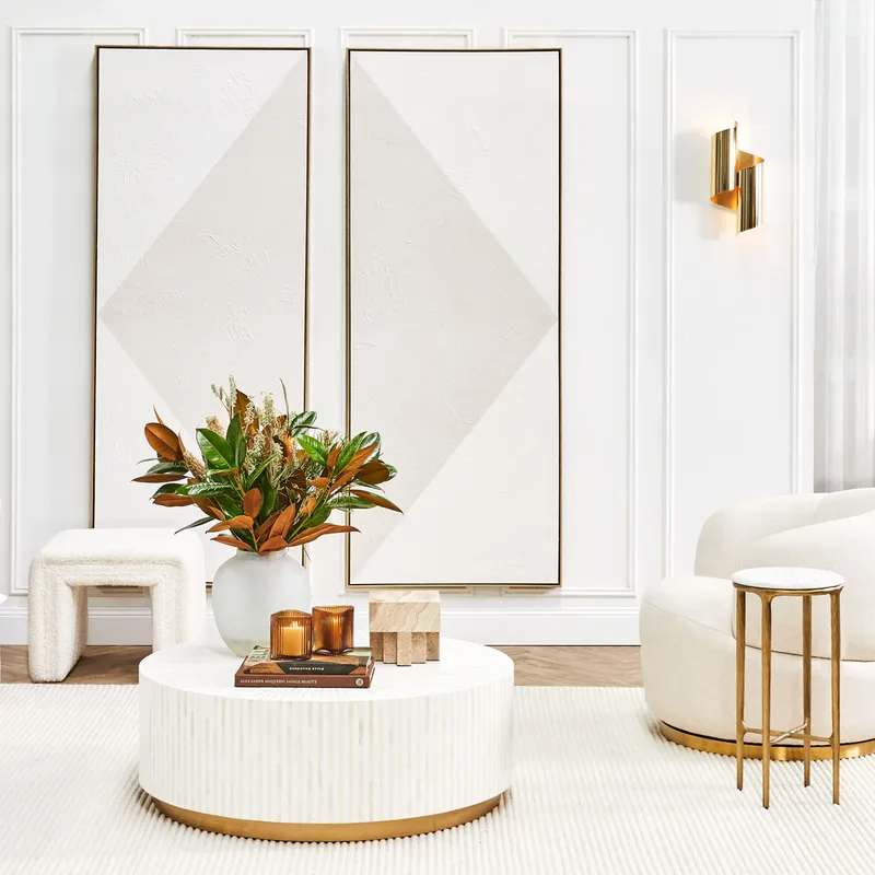 Heston Marble Petite Side Table Brass, 30cm Dia x 60cm H (RRP $1353) - Image 2