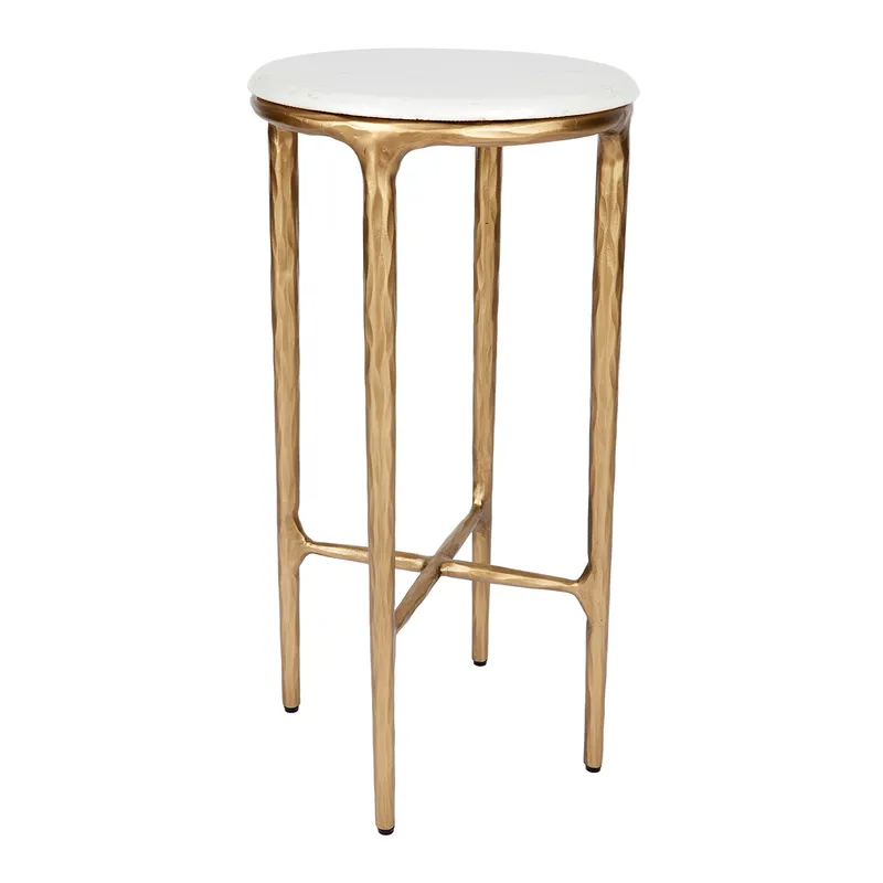 Heston Marble Petite Side Table Brass, 30cm Dia x 60cm H (RRP $1353) - Image 3