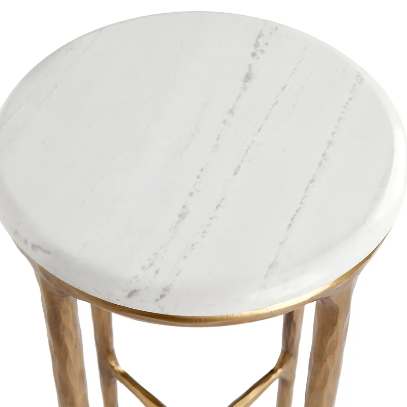 Heston Marble Petite Side Table Brass, 30cm Dia x 60cm H (RRP $1353) - Image 5