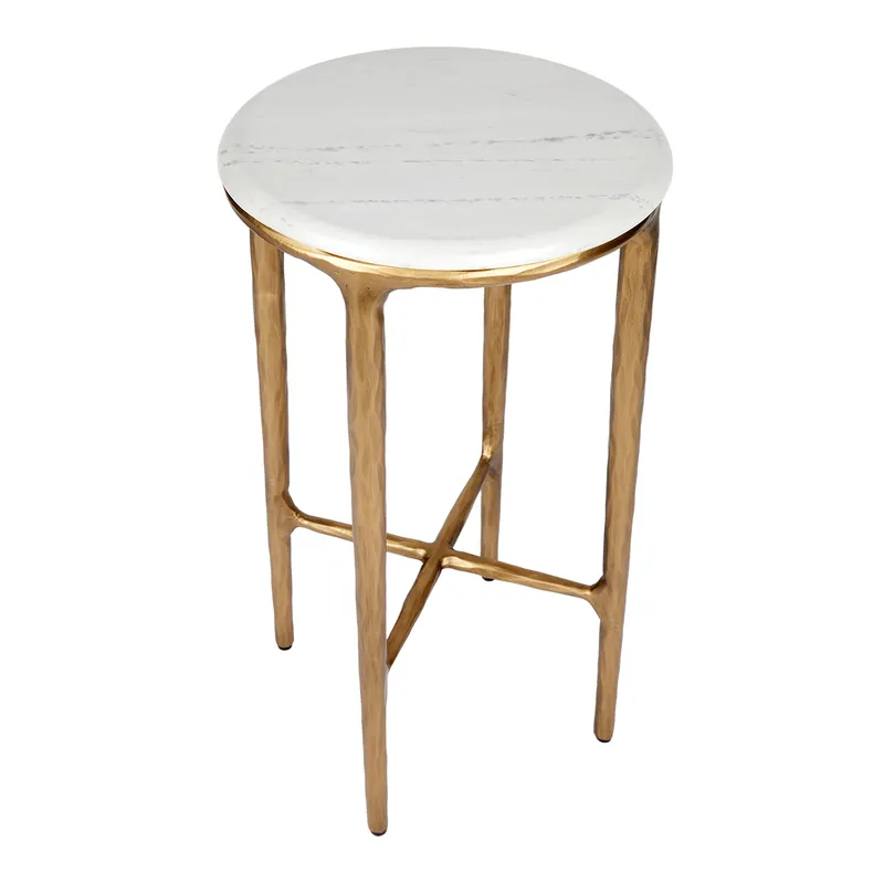Heston Marble Petite Side Table Brass, 30cm Dia x 60cm H (RRP $1353) - Image 6