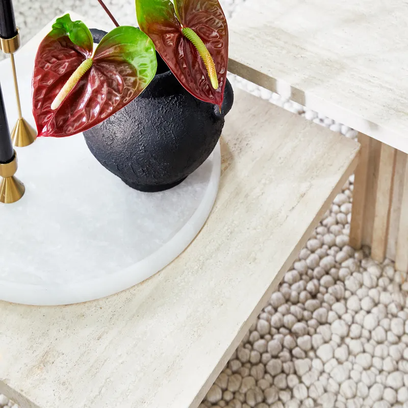 Atlas Travertine Coffee Table Small, 53cm W x 53cm D x 30cm H (RRP $1727) - Image 4