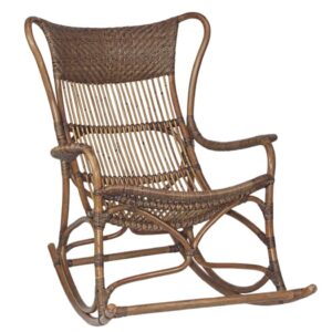"Byron" Alfresco Hamptons Style Rattan Cane Rocking Chair Antique Natural, 66cmW x 94cmD x 102cmH (RRP $899)