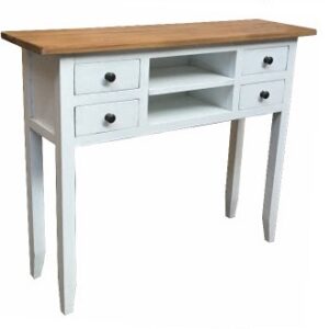 "St Albany" Recycled Elm Timber Hall Table Narrow Console White, 100cmW x 28cmD x 80cmH
