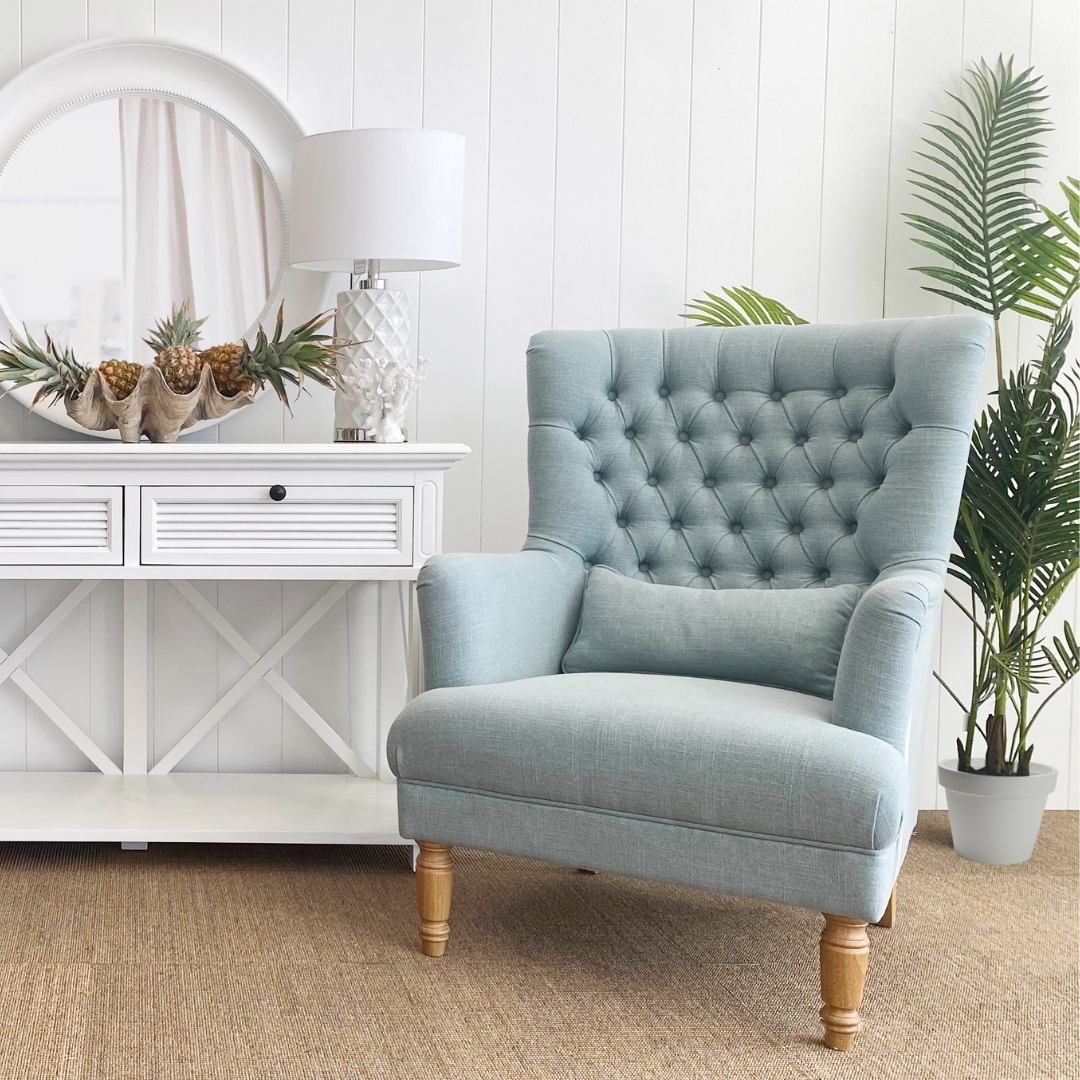 Bayside Hamptons Buttoned Armchair Linen Blend Pistachio, 78cm x 87cm x 109cm (RRP $1499) - Image 10