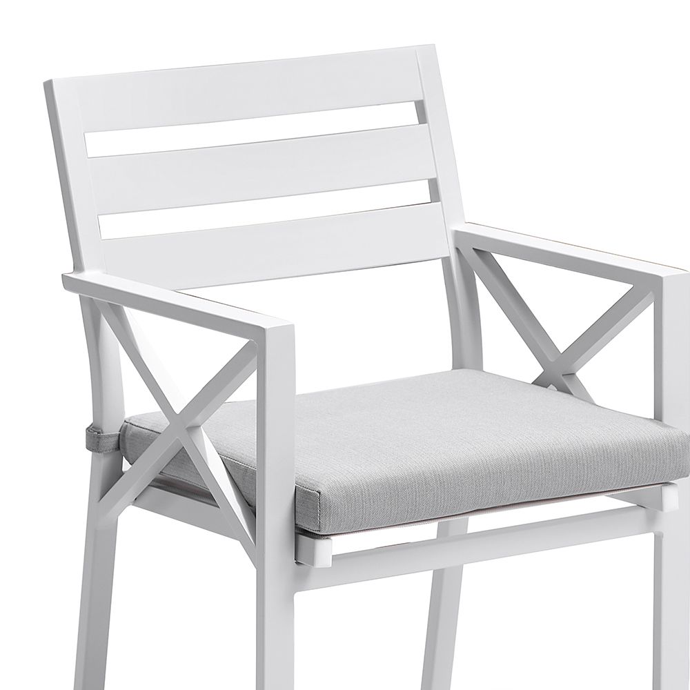"Montego Bay" Hamptons Style Outdoor Aluminium Dining Chair White with Olefin Grey Cushions (RRP $449) - Image 3