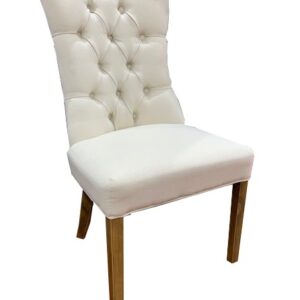 Biscay Hamptons Style Buttoned Dining Chair, Linen with Natural Timber Legs (RRP $499)