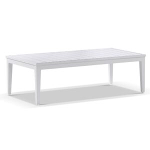 Clontarf 3+1+1 Outdoor Aluminium Lounge Setting with Coffee Table, White with Sunbrella Grey Cushions