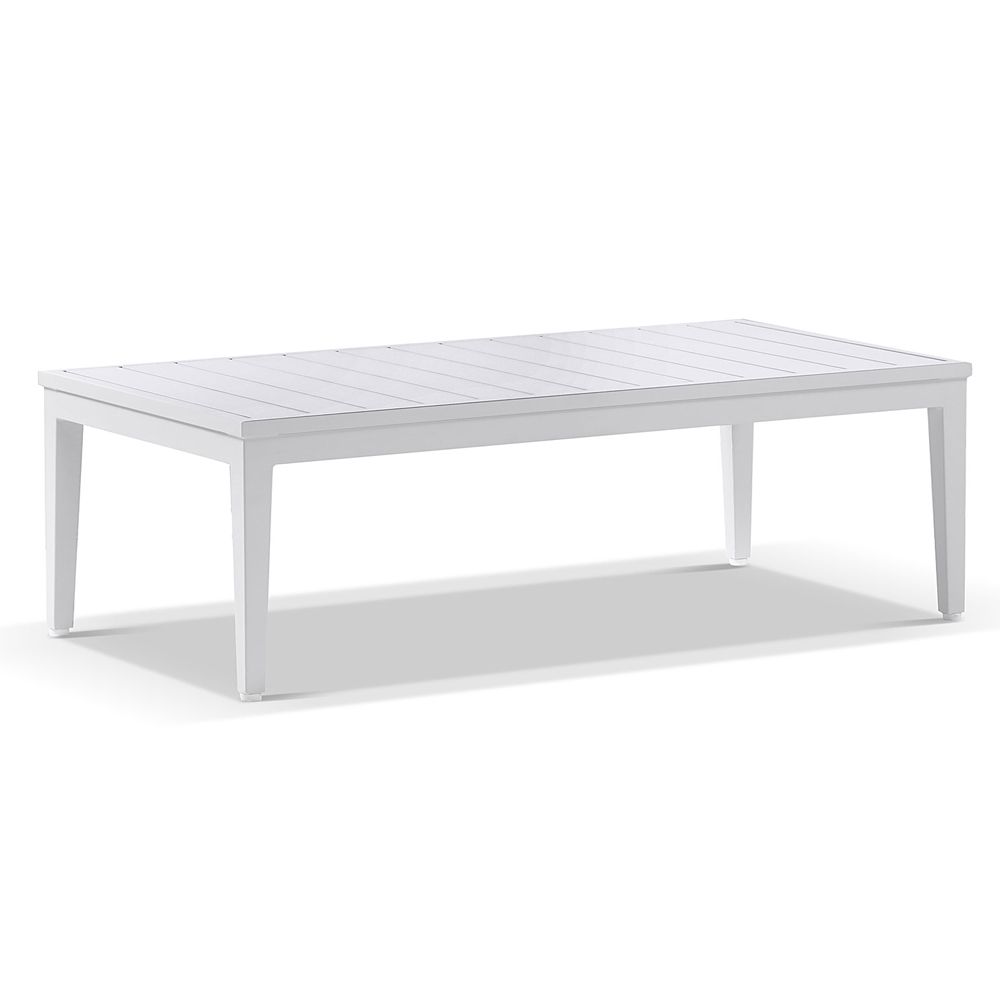 Clontarf 3+1+1 Outdoor Aluminium Lounge Setting with Coffee Table, White with Sunbrella White Cushions - Image 2
