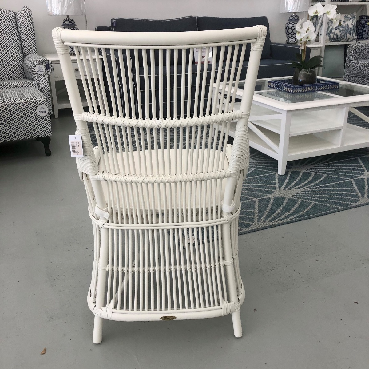 ENDLESS SUMMER SALE!! "Byron" Hamptons Style Rattan Cane Dining Side Chair White, White Cushion (RRP $499) - Image 3
