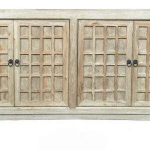 "Kingscliff" Recycled Elm Timber 4 Door Lattice Buffet, 180cm x 45cm x 90cm