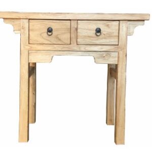 "Kingscliff" Recycled Elm Timber 2 Drawer Hall Table, 90cm x 35cm x 85cmH