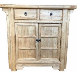 "Kingscliff" Recycled Elm Timber 2 Drawer 2 Door Cabinet, 90cm x 40cm x 85cm