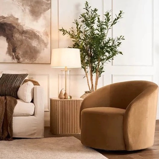 Sierra Swivel Chair Velvet Toffee, W 87cm x D 86cm x H 78cm (RRP $1199) - Image 3
