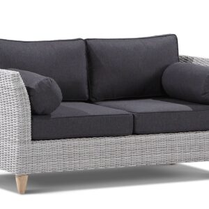 "Tahiti" Hamptons Style Outdoor 2 Seater Lounge in Brushed Grey with Denim Cushions (RRP $1699)