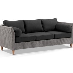 "Tahiti" Hamptons Style Outdoor 3 Seater Lounge in Brushed Grey with Denim Cushions (RRP $2499)