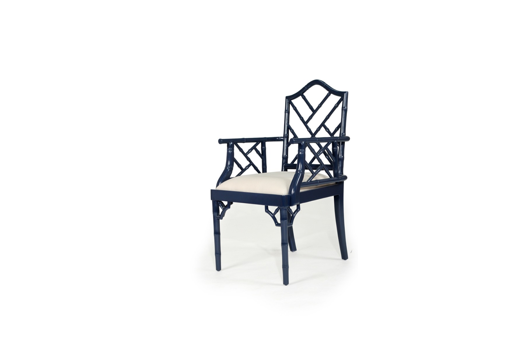 "Nantucket" Hamptons Style Chippendale Carver Dining Chair, Navy - Image 2